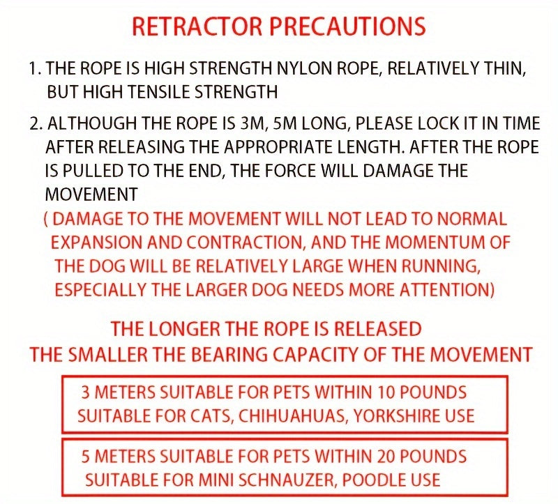 Heavy duty dual button retractable dog leash
